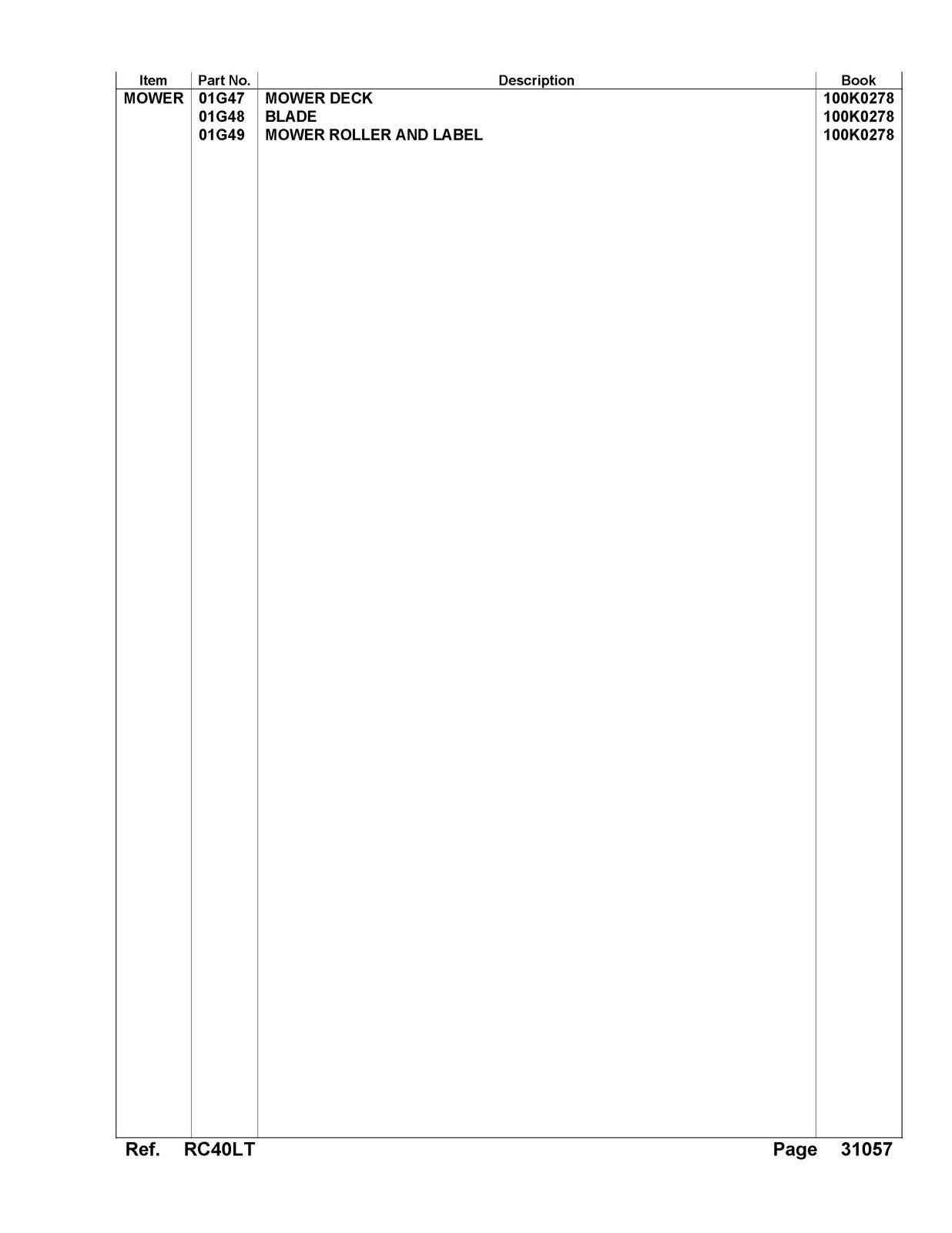 KUBOTA RC40LT Parts Manual - STEEL WIRE BOUND - PROTECTIVE COVERS