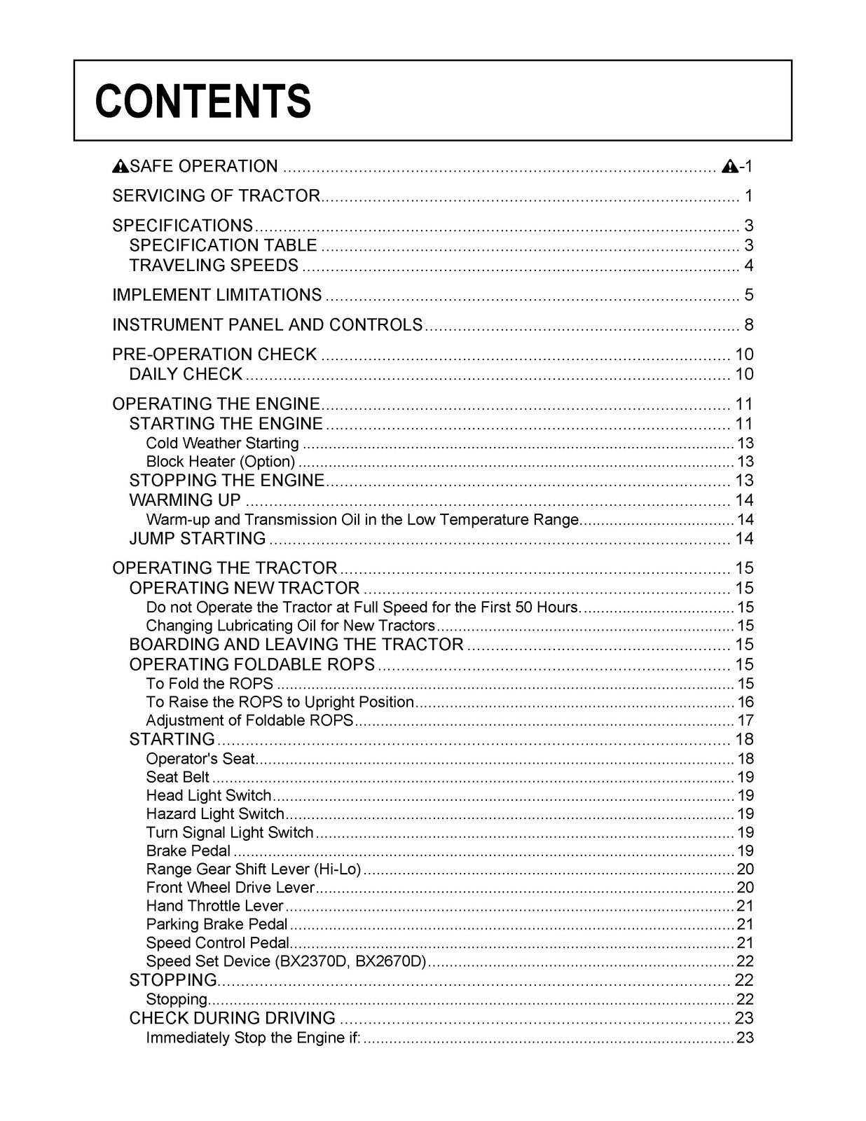 KUBOTA BX1870 BX2370 BX2670 Operators & Workshop Manual BUNDLE - WIRE BOUND