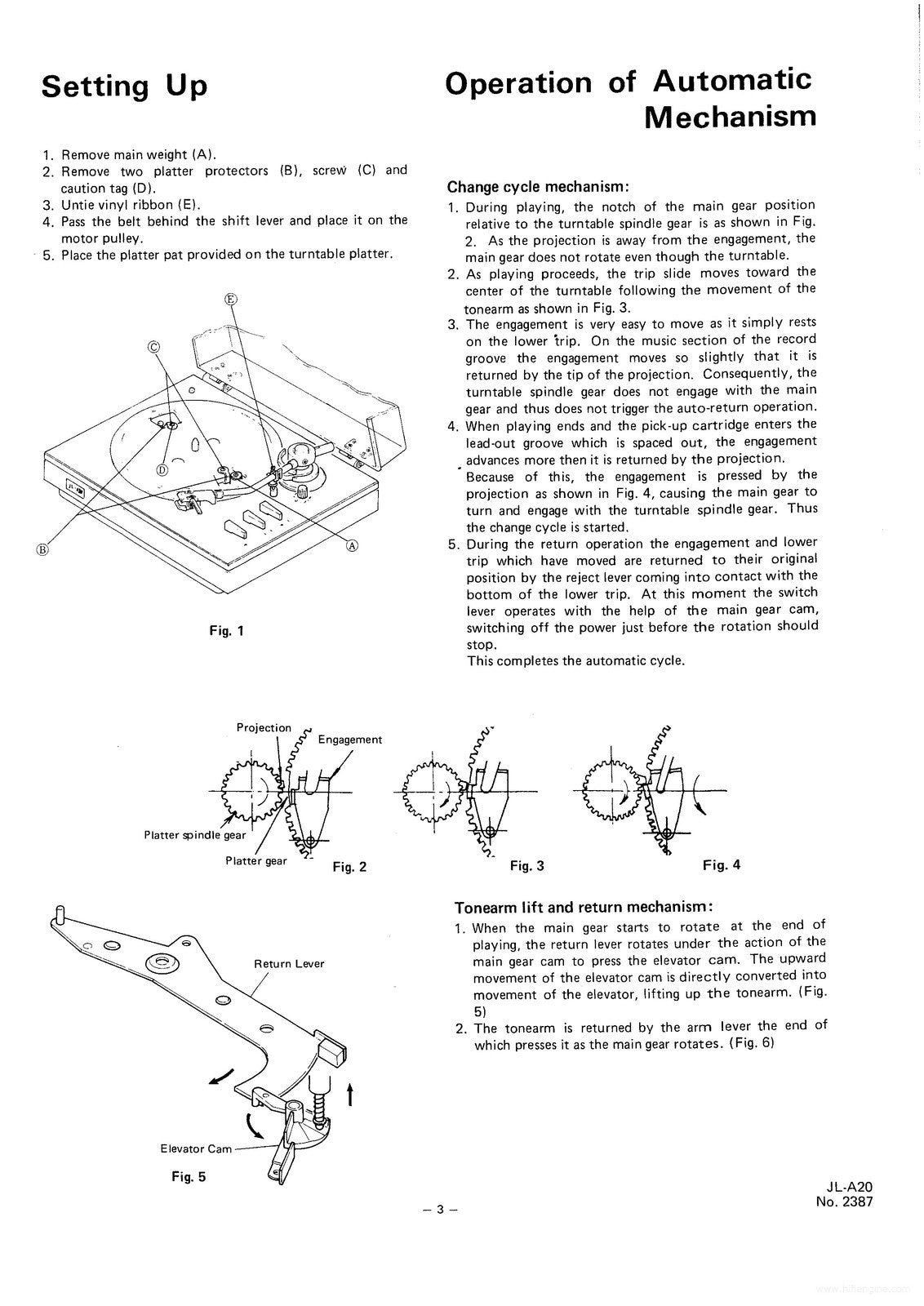 JVC JL-A20 Auto-Return Turntable Service Manual - WIRE BOUND - TOUGH COVERS