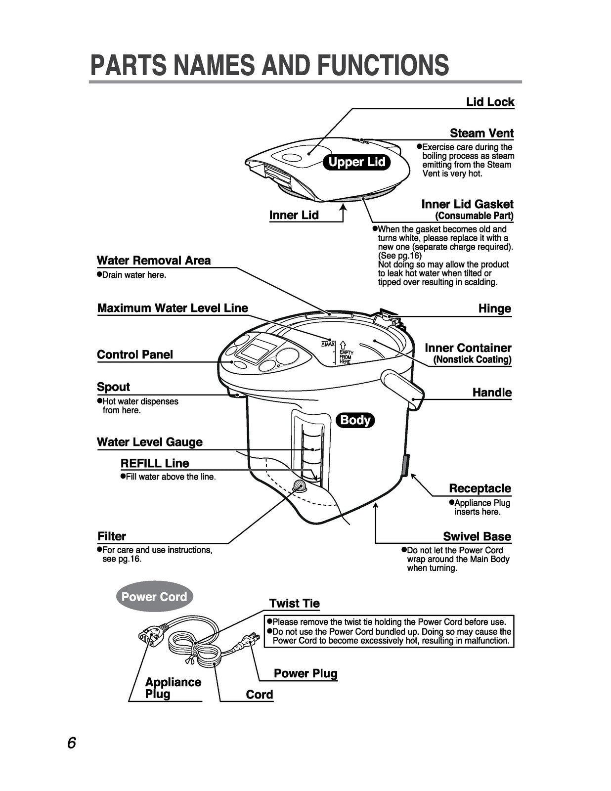 ZOJIRUSHI CD-LFC30 40 50 Micom Water Boiler  Operating Instructions Manual