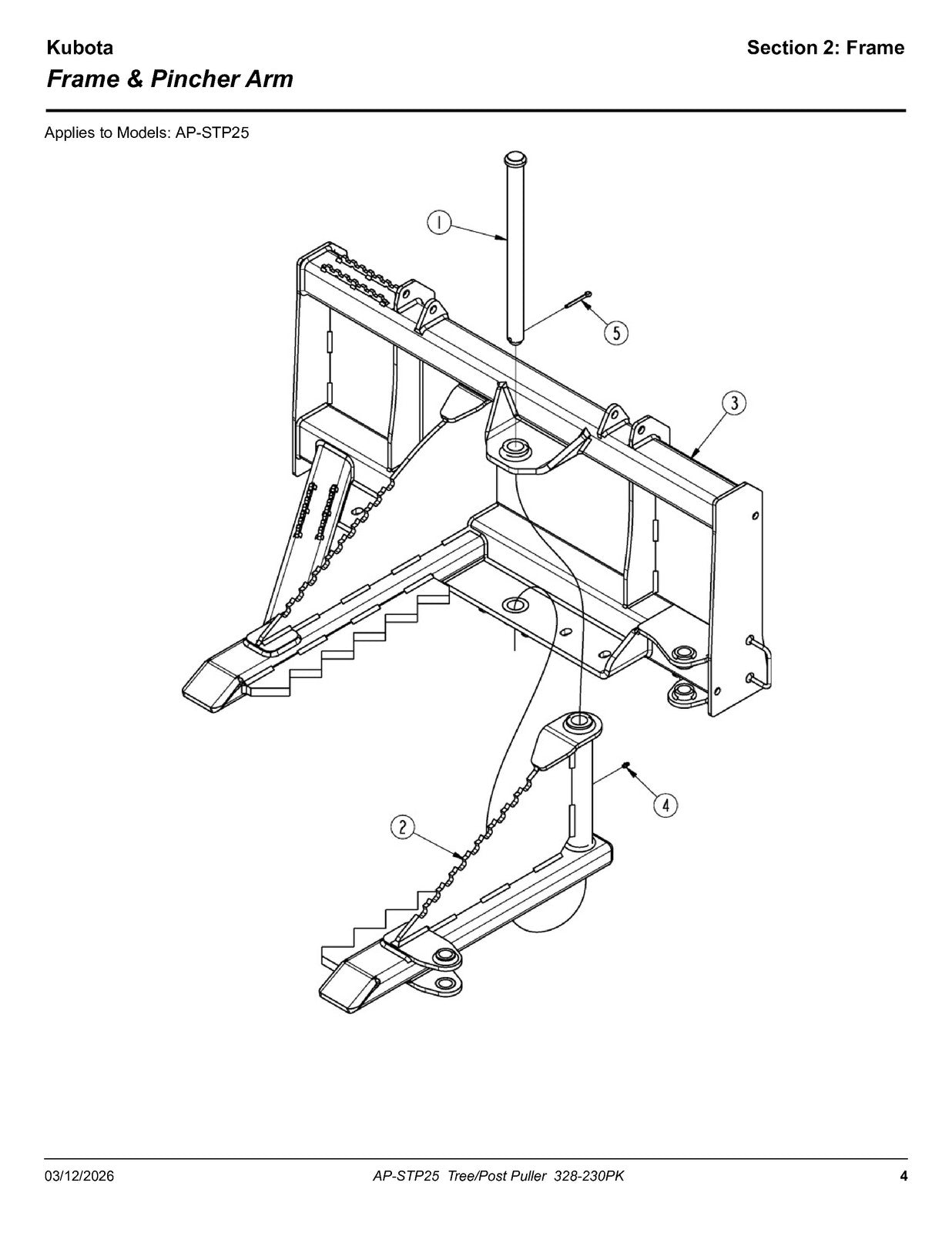 LAND PRIDE STP25 Series Tree Post Puller Parts Manual - WIRE BOUND - COVERS