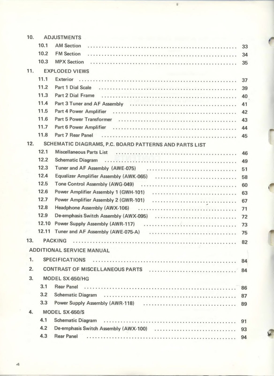 PIONEER SX-650 Stereo Receiver Service Manual - STEEL WIRE BOUND - TOUGH COVERS