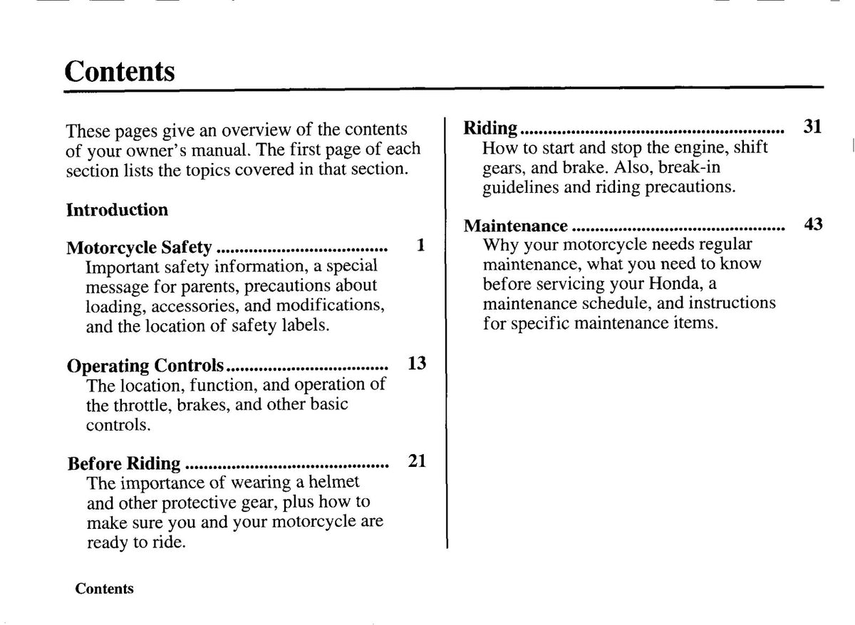 HONDA Z50R Motorcycle Owners Manual 1997 - STEEL WIRE BOUND - PROTECTIVE COVERS