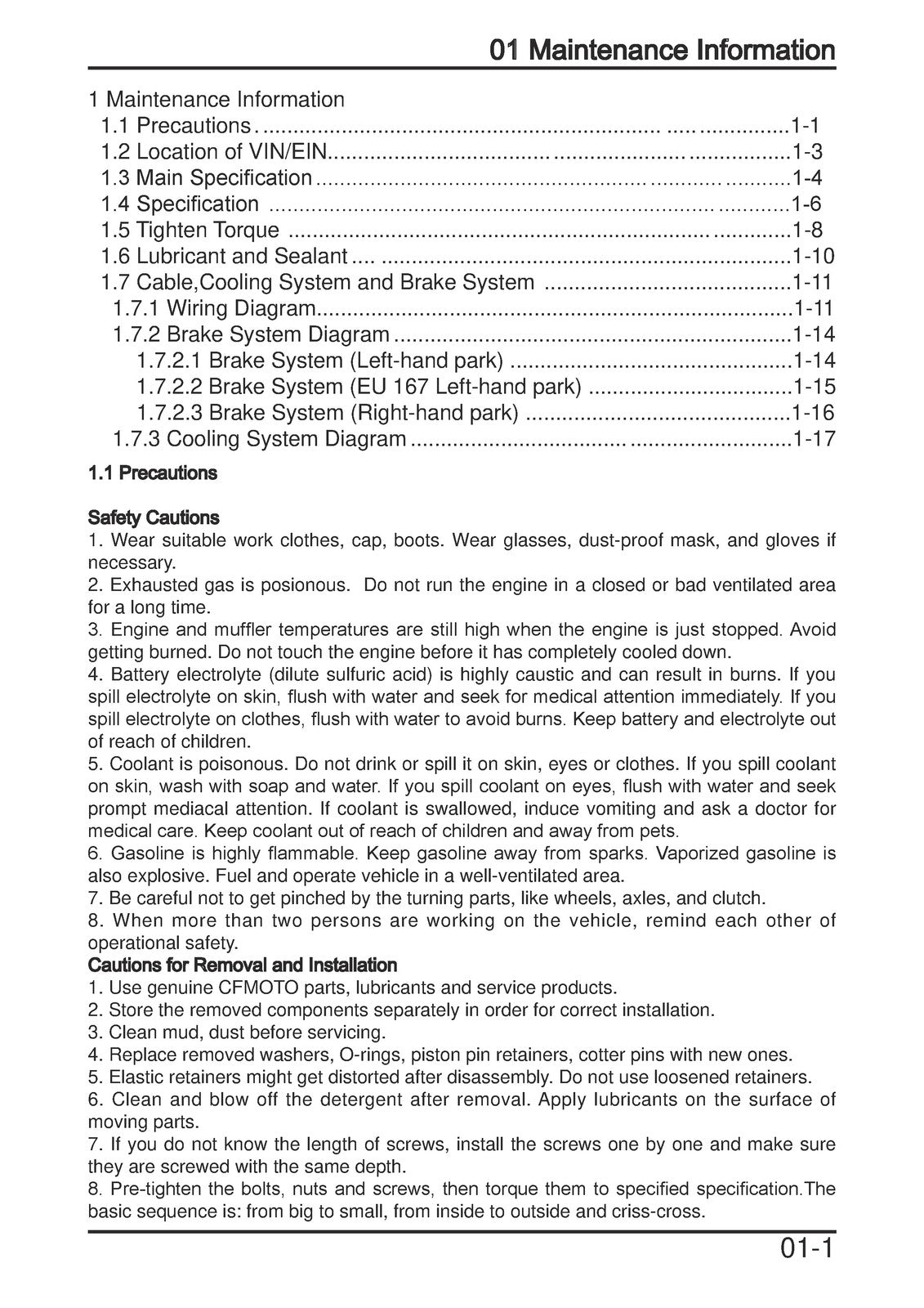 CFMOTO CForce 1000 CF1000AU CF1000ATR Service Manual 2018, FOLDOUTS