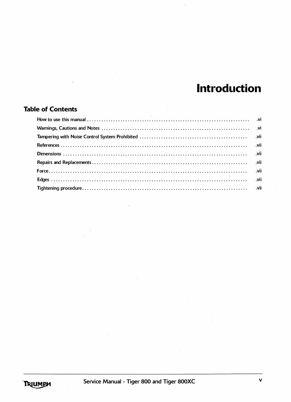 TRIUMPH Tiger 800 800XC Motorcycle Service Manual 2010, BOUND, COVERS, FOLDOUTS