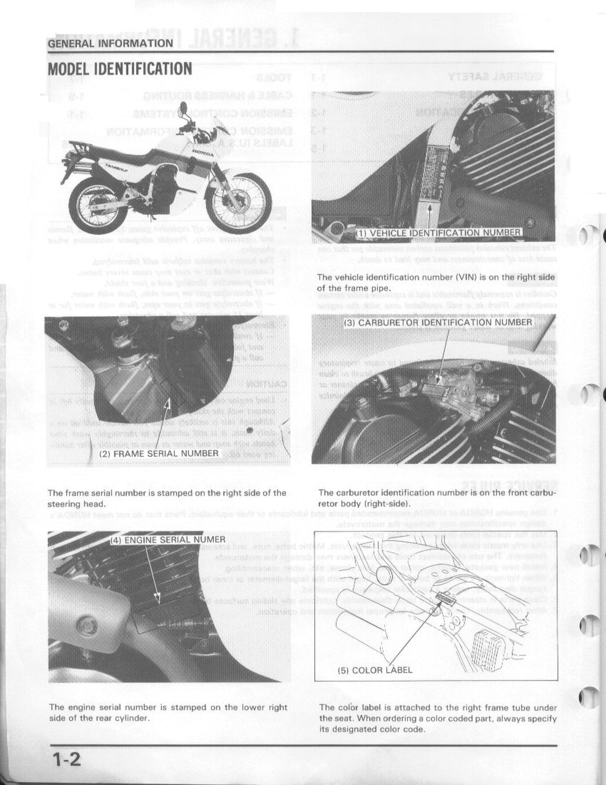 HONDA XL600V Transalp Motorcycle Service Manual - BOUND - COVERS - XL FOLDOUTS