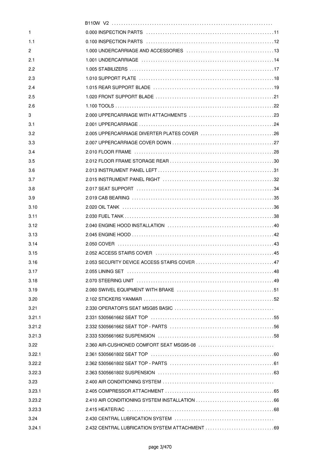 YANMAR B110W Wheeled Excavator Parts Catalog Manual 2 - WIRE BOUND - COVERS