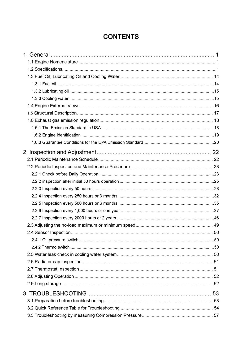 YANMAR 3TNV 4TNV SERIES DIR INJ DIESEL ENGINE SERVICE MANUAL, FOLDOUTS