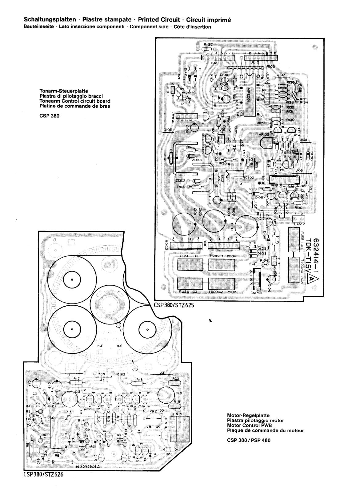 SABA PSP480 Turntable Service Manual - STEEL WIRE BOUND - PROTECTIVE COVERS