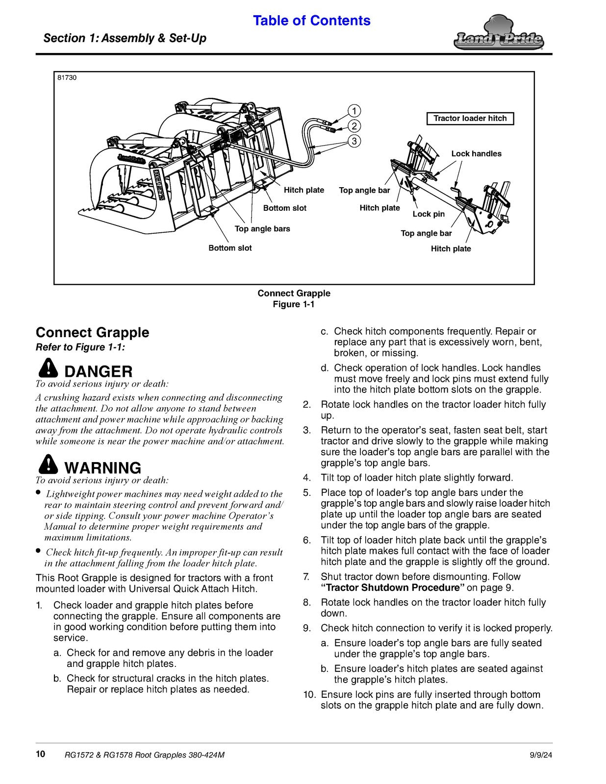 LAND PRIDE RG15 Series Root Grapples Operators Manual - WIRE BOUND - COVERS