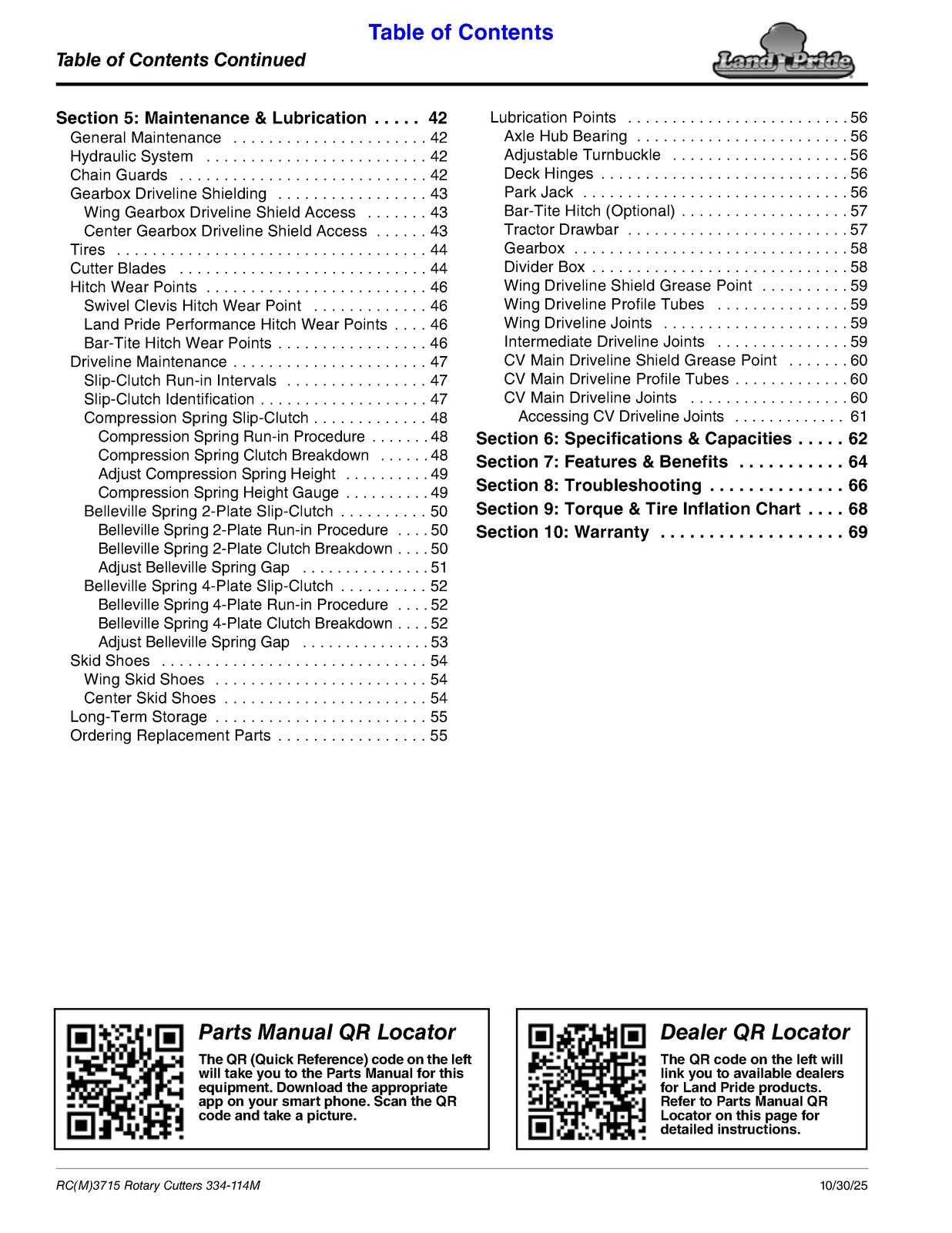 LAND PRIDE RC3715 RCM3715 Rotary Cutters Operators Manual - WIRE BOUND - COVERS
