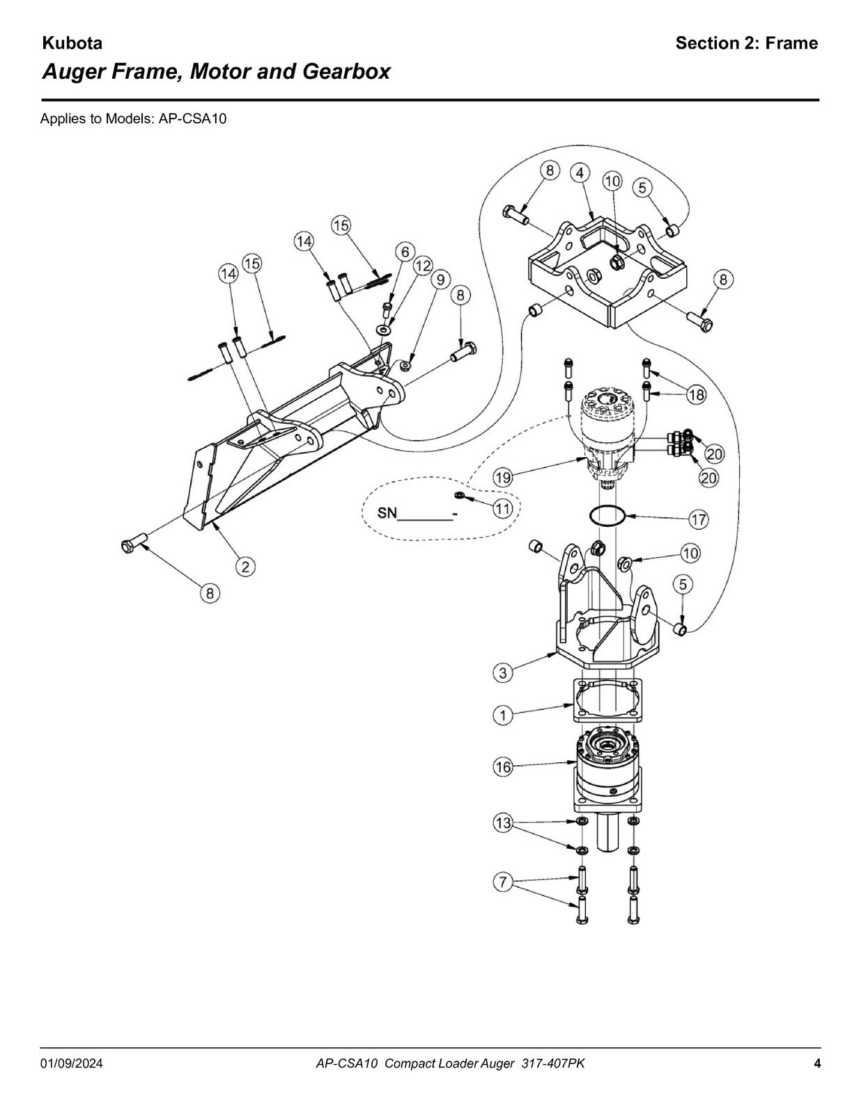 LAND PRIDE CSA10 Series Compact Augers Parts Manual 2023 - WIRE BOUND - COVERS