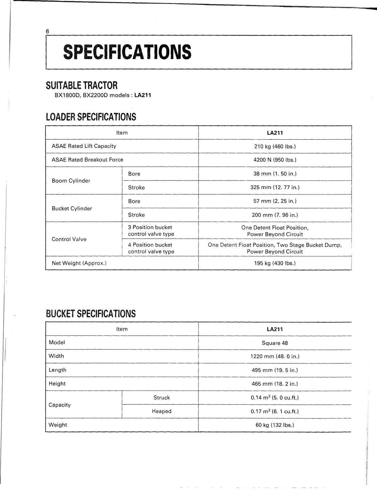 KUBOTA LA211 Front Loader Operators Manual - STEEL WIRE BOUND - TOUGH COVERS
