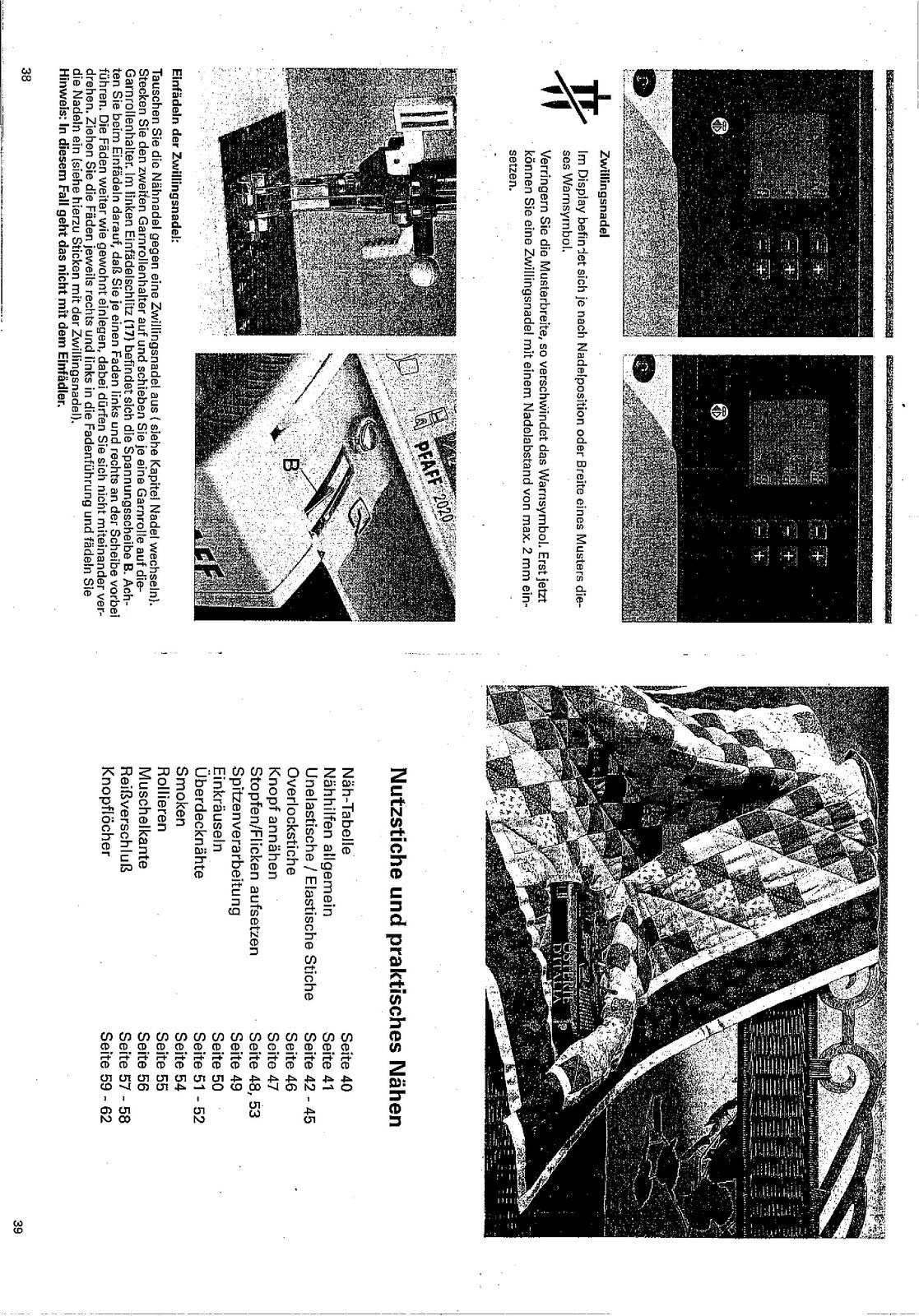 PFAFF Tiptronic 2010 2020 Sewing Machine Instruction Manual - WIRE BOUND