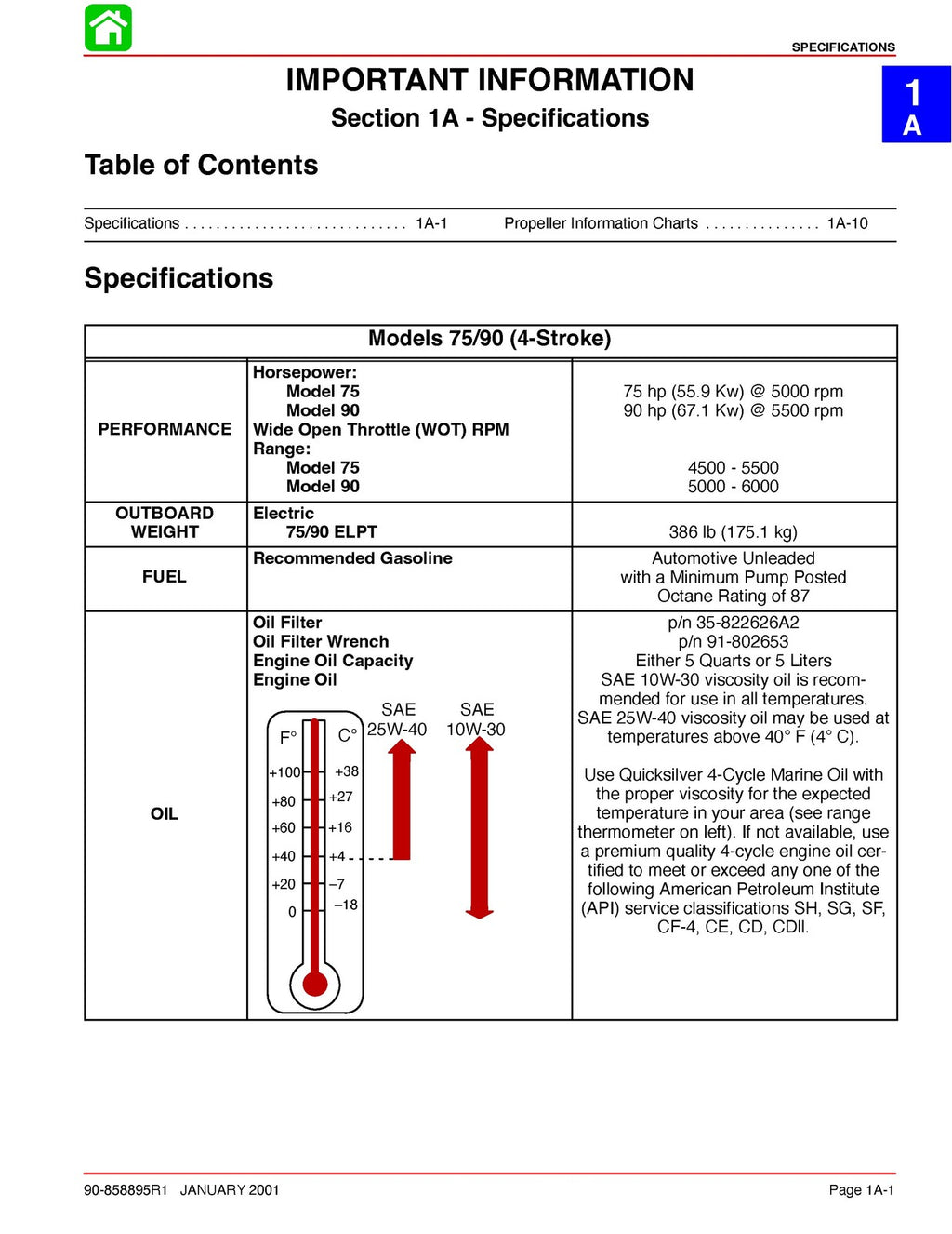 MERCURY 75 90 FOURSTROKE STARTING 2000 SERVICE MANUAL - BOUND, COVERS, FOLDOUTS!