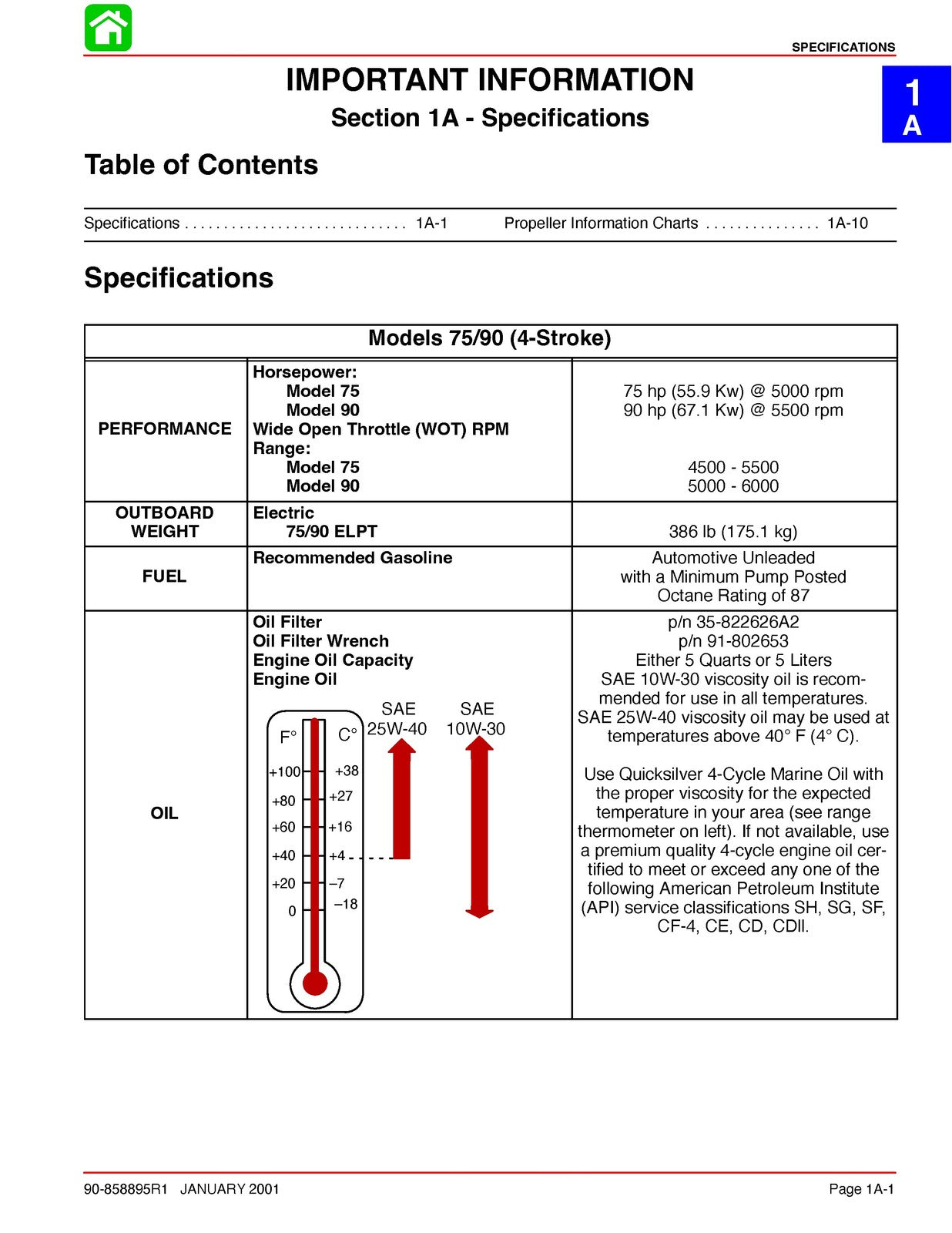 MERCURY 75 90 FOURSTROKE STARTING 2000 SERVICE MANUAL - BOUND, COVERS, FOLDOUTS!