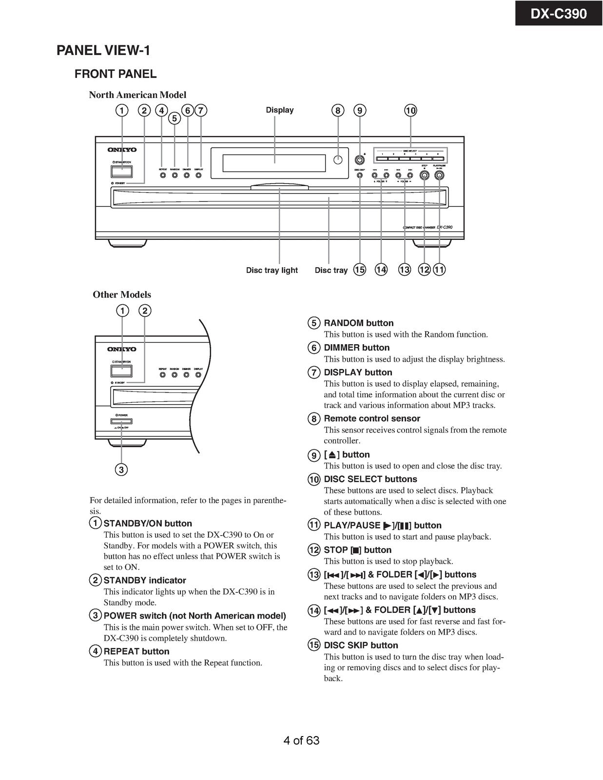 ONKYO DX-C390 Compact Disc Changer Service Manual 2003, BOUND, COVERS, FOLDOUTS