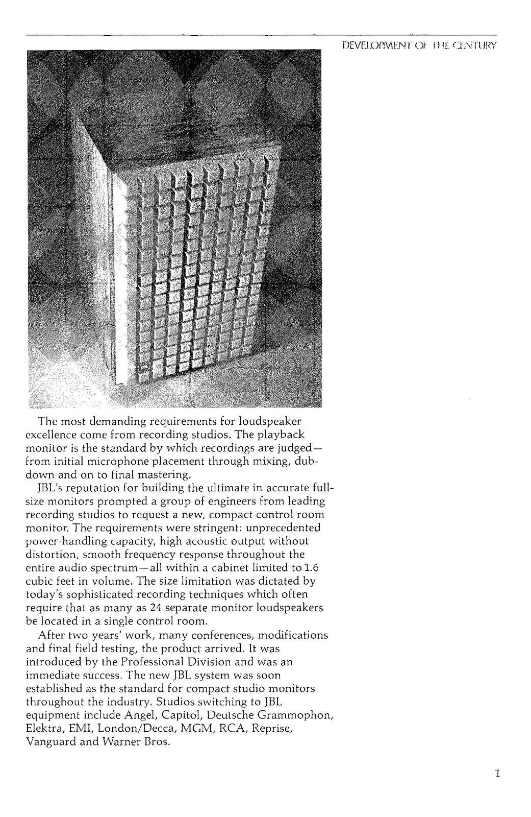 JBL L100 Century Speakers Instruction Manual - STEEL WIRE BOUND - TOUGH COVERS