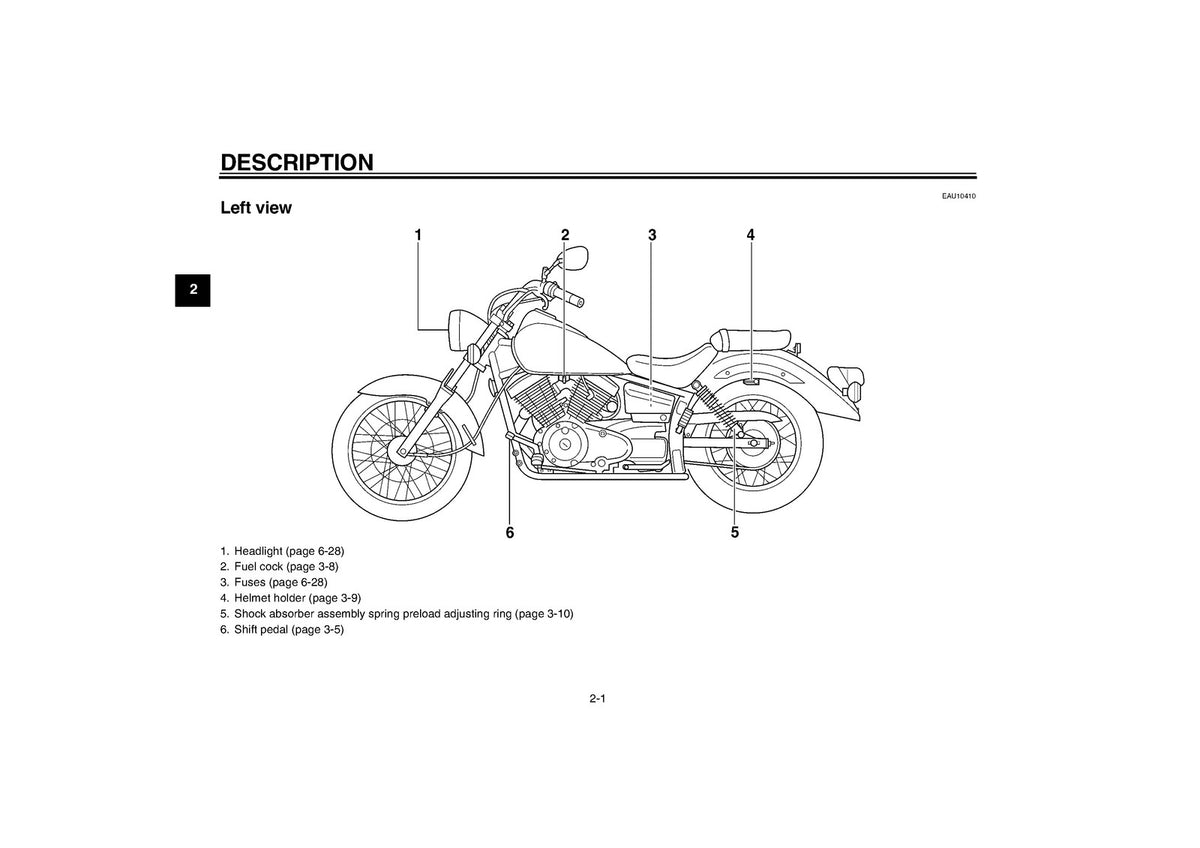 YAMAHA XVS250 Owners Manual 2003 - STEEL WIRE BOUND - PROTECTIVE COVERS