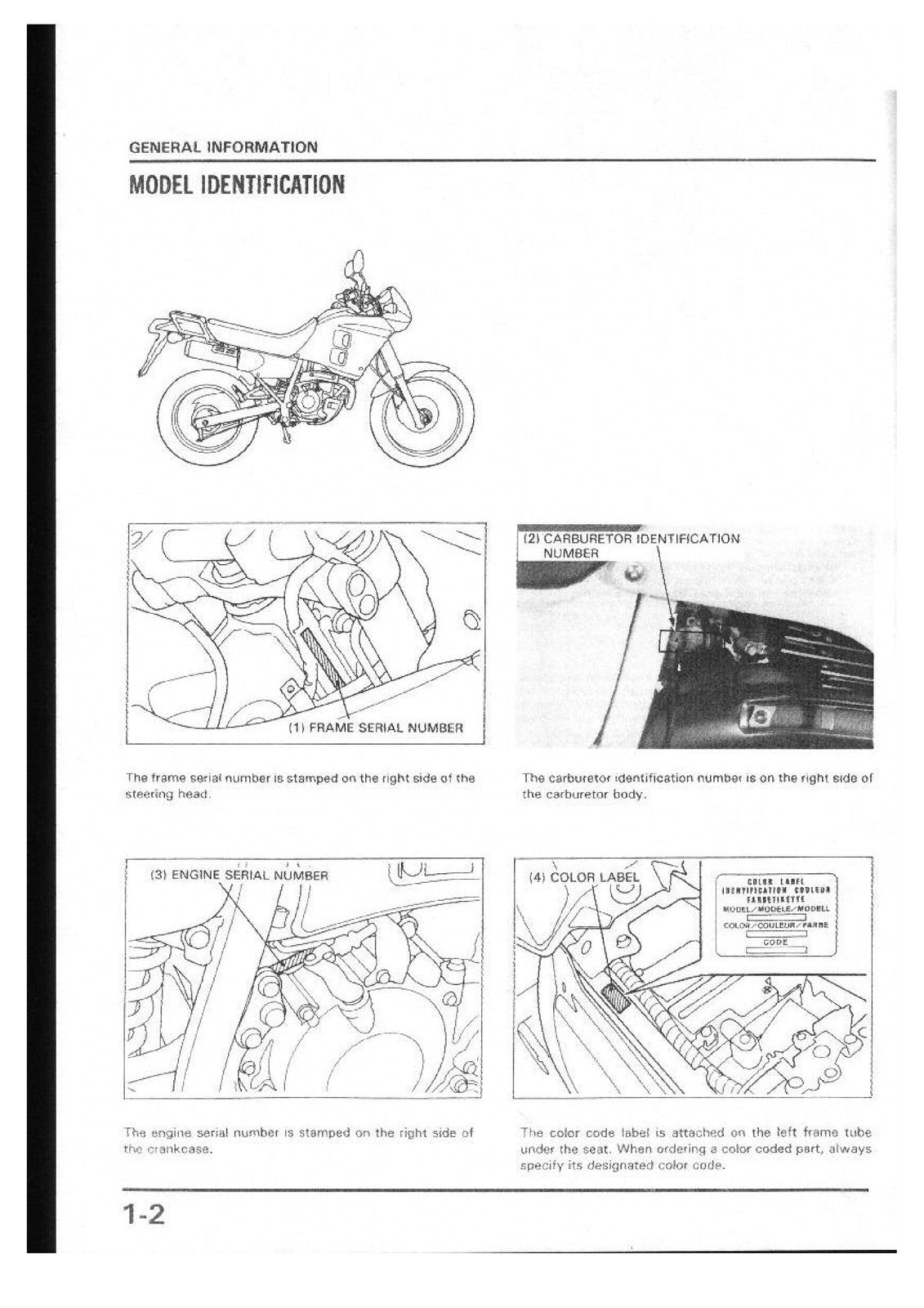 HONDA NX250 AX-1 Service Manual - STEEL WIRE BOUND - PROTECTIVE COVERS