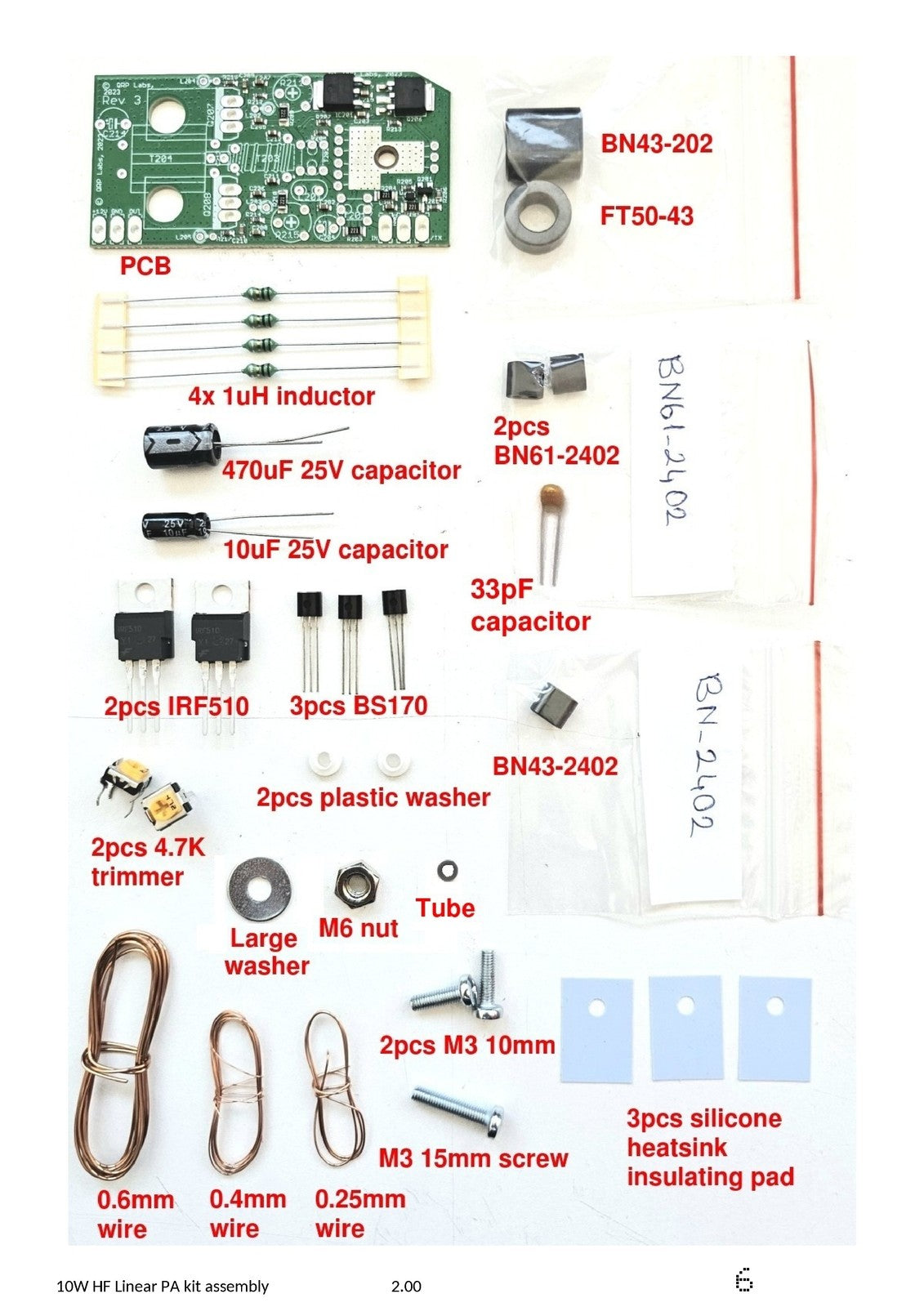 QRP LABS 10W HF Linear PA Kit Assembly Manual PCB 2018 - WIRE BOUND - COVERS
