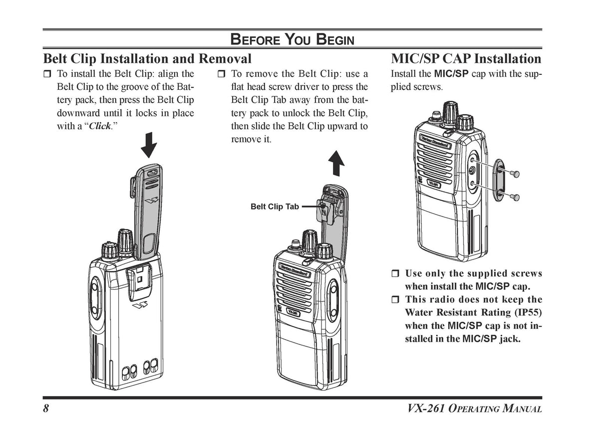 VERTEX STANDARD VX-261 Two-Way Radio Operating Manual - WIRE BOUND - COVERS