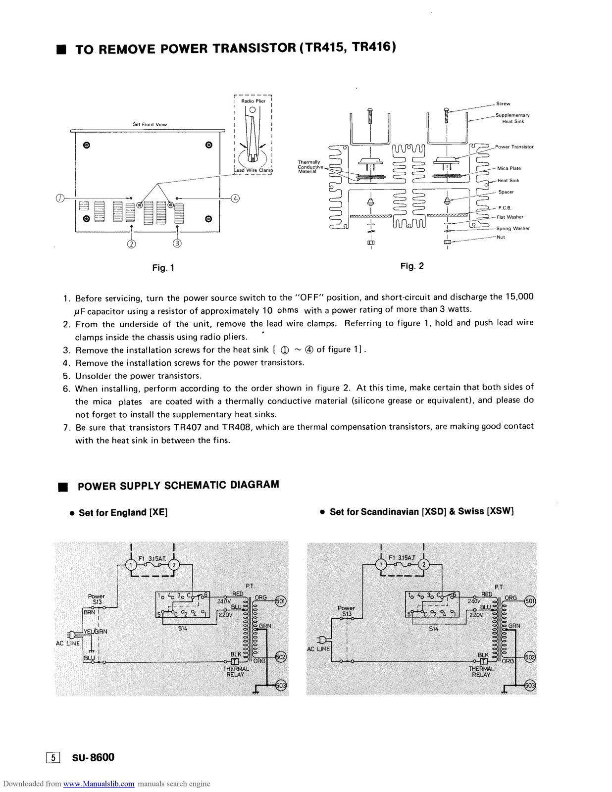 TECHNICS SU-8600 Stereo Integrated Amplifier Service Manual - WIRE BOUND