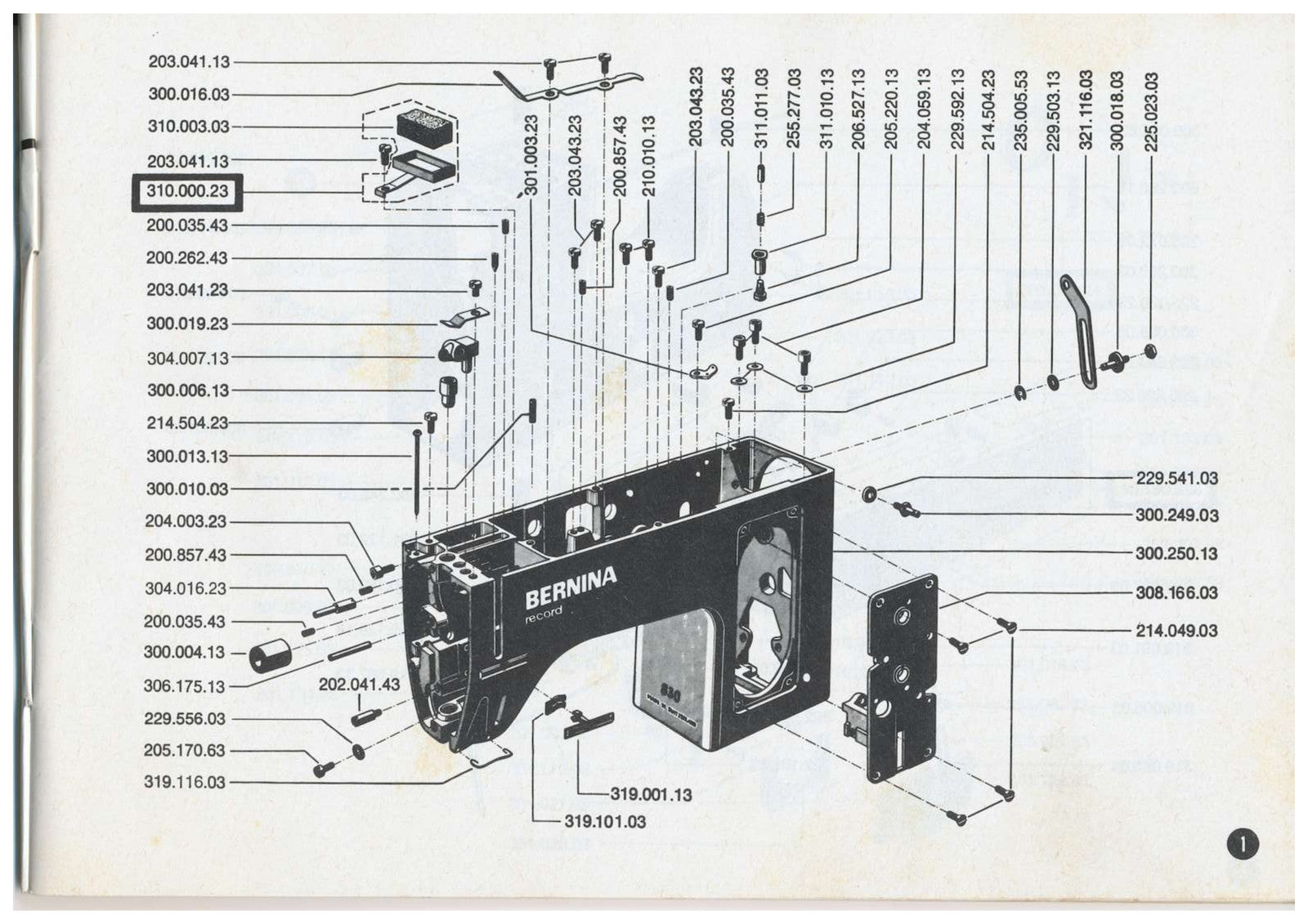 BERNINA 830 831 832 Record Sewing Machine Illustrated Parts Manual - WIRE BOUND