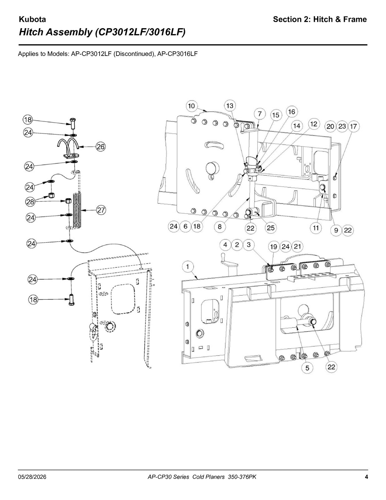 LAND PRIDE CP30 Series Cold Planers Parts Manual 2026 - WIRE BOUND - COVERS