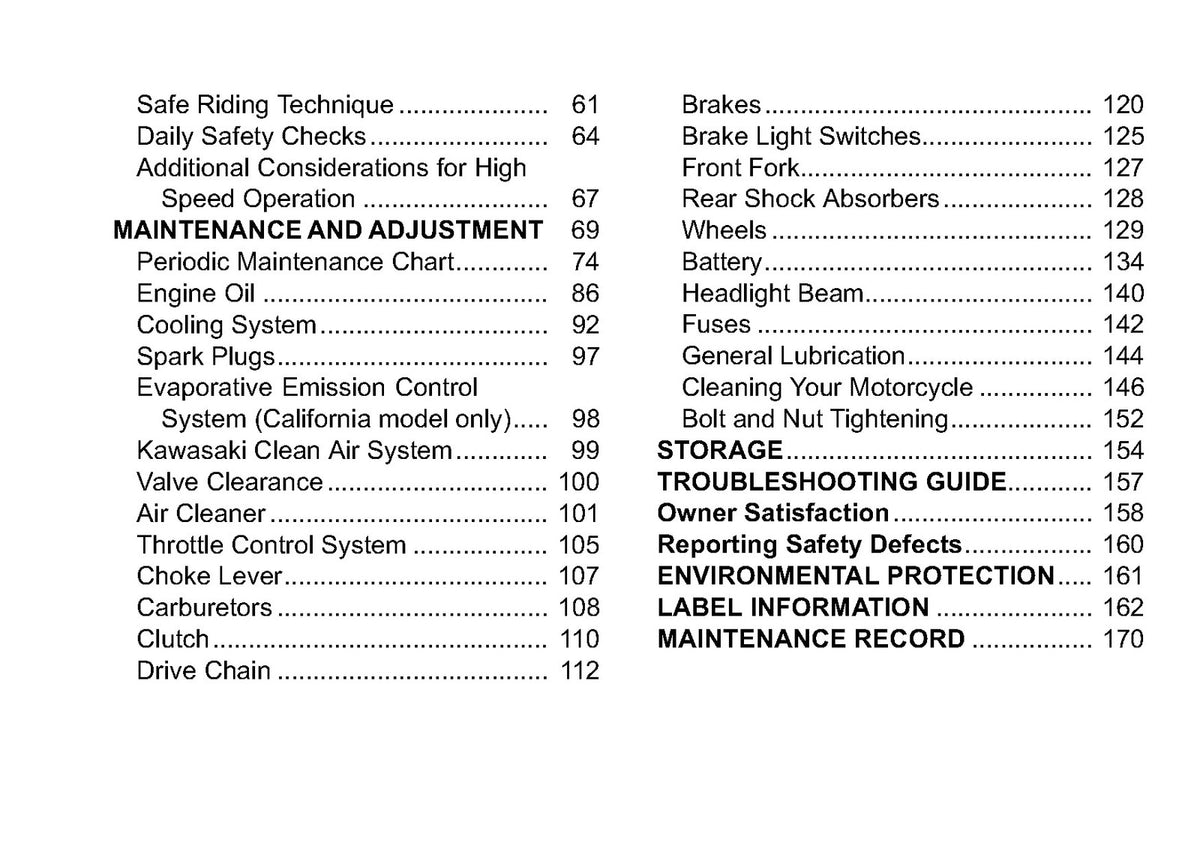 KAWASAKI Ninja 250R Motorcycle Owners Manual 2010 - WIRE BOUND - TOUGH COVERS
