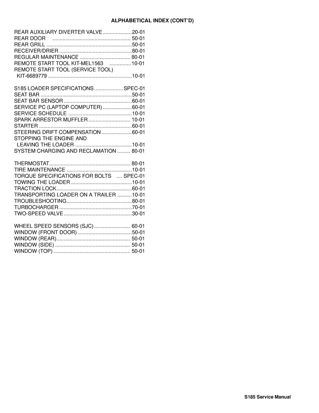 BOBCAT S185 Skid-Steer Loader Service Manual SN 530360001 and Up, FOLDOUTS