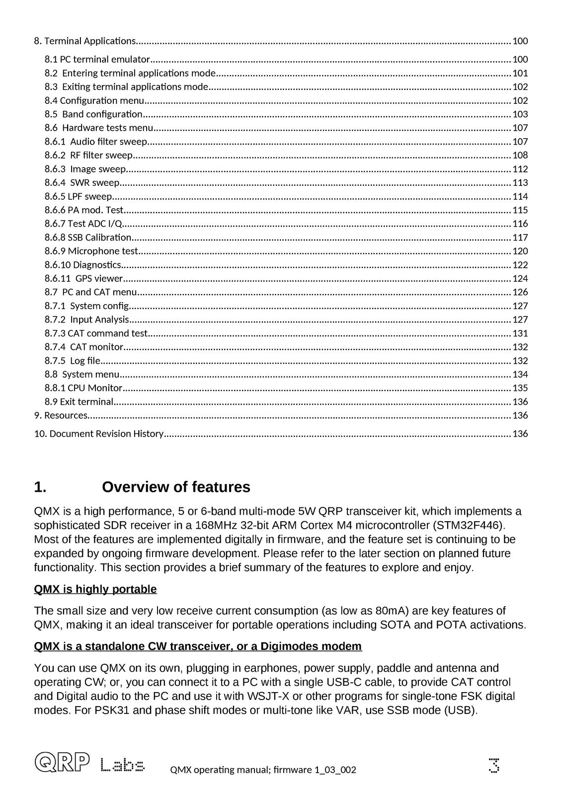 QRP LABS QMX Multimode Transceiver Operating Manual - WIRE BOUND - TOUGH COVERS