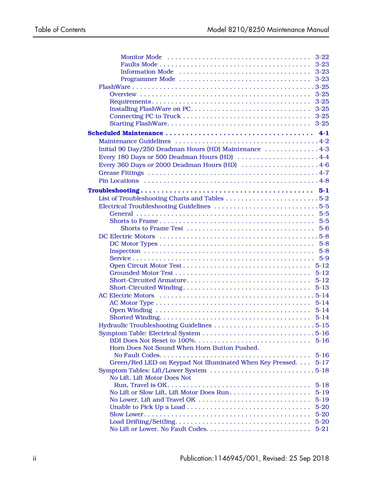 RAYMOND 8210 8250 Pallet Truck Maintenance Manual 2018, BOUND, COVERS, FOLDOUTS