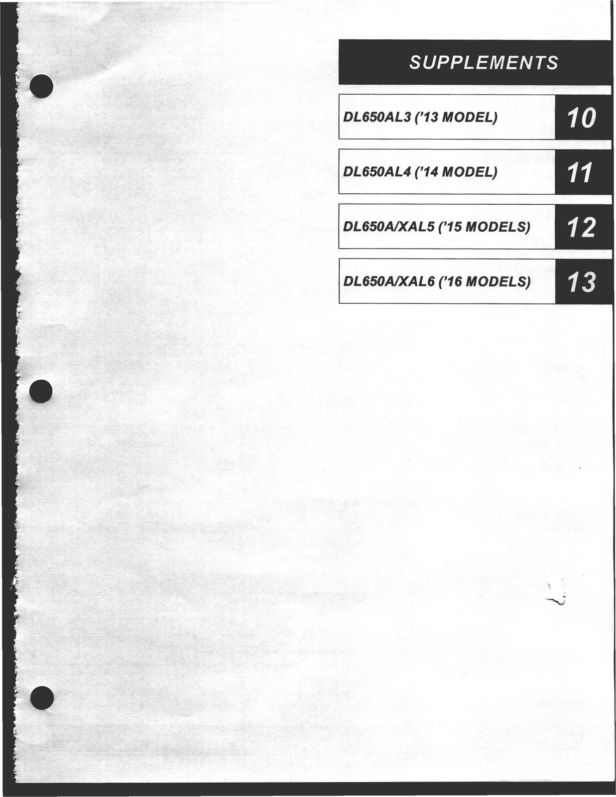 SUZUKI DL650 V-Strom 2013-2016 Service Manual - BOUND - COVERS - XL FOLDOUTS