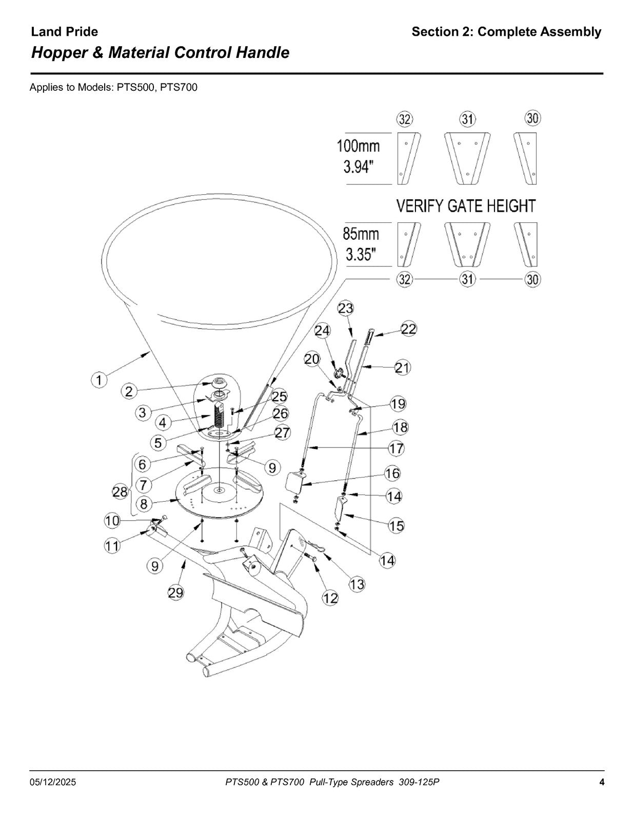 LAND PRIDE PTS Series Pull-type Spreaders Parts Manual 2025 - WIRE BOUND