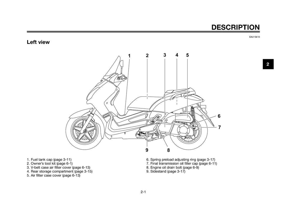 YAMAHA XMAX 250 YP250R Owners Manual 1st Edition November 2007 - WIRE BOUND