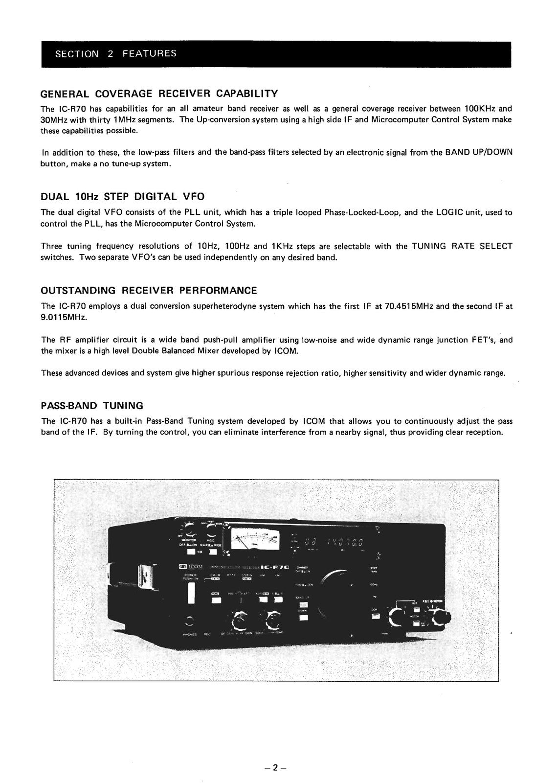 ICOM IC-R70 Receiver Instruction Manual - STEEL WIRE BOUND - PROTECTIVE COVERS
