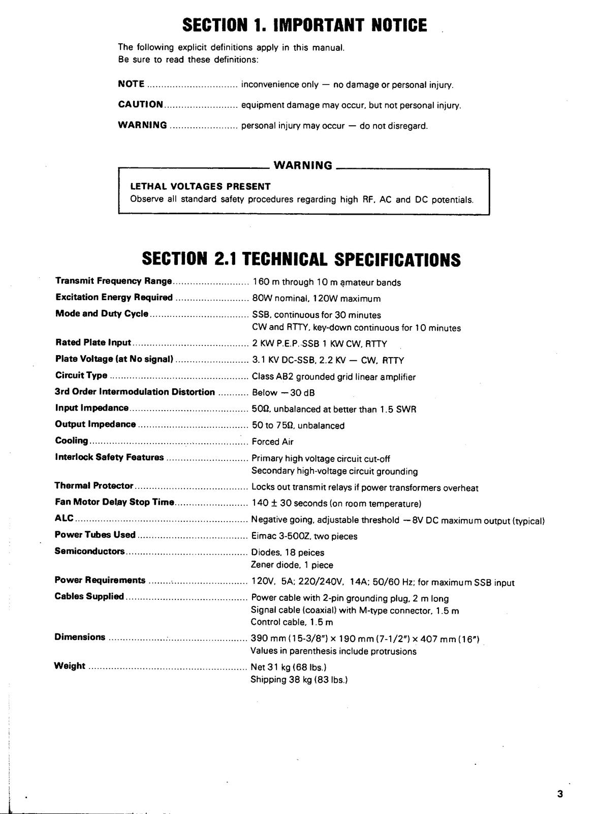 KENWOOD TL-922 HF Linear Amplifier Service Manual - WIRE BOUND - TOUGH COVERS