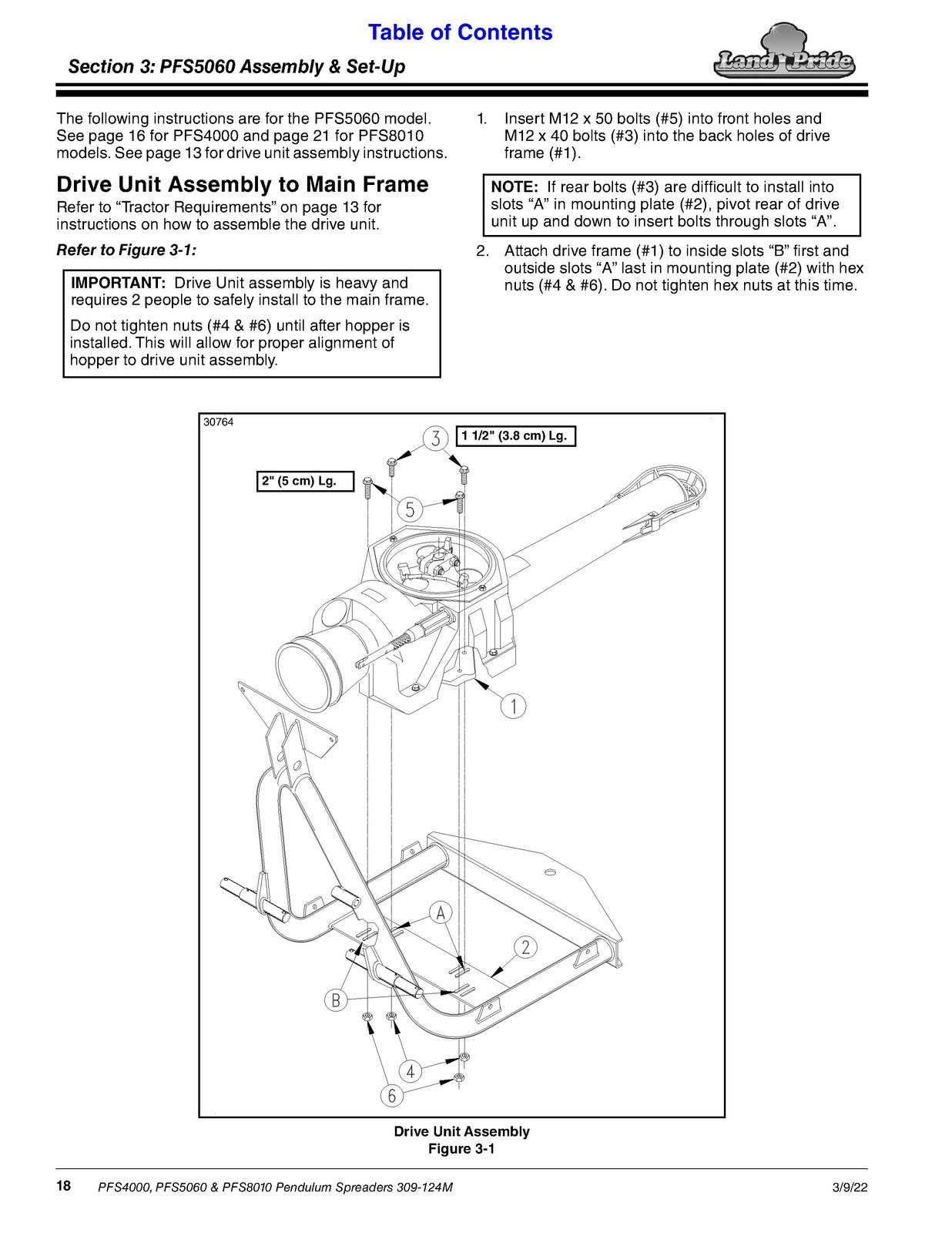 LAND PRIDE PFS Series Spreaders Operators Manual - WIRE BOUND - TOUGH COVERS