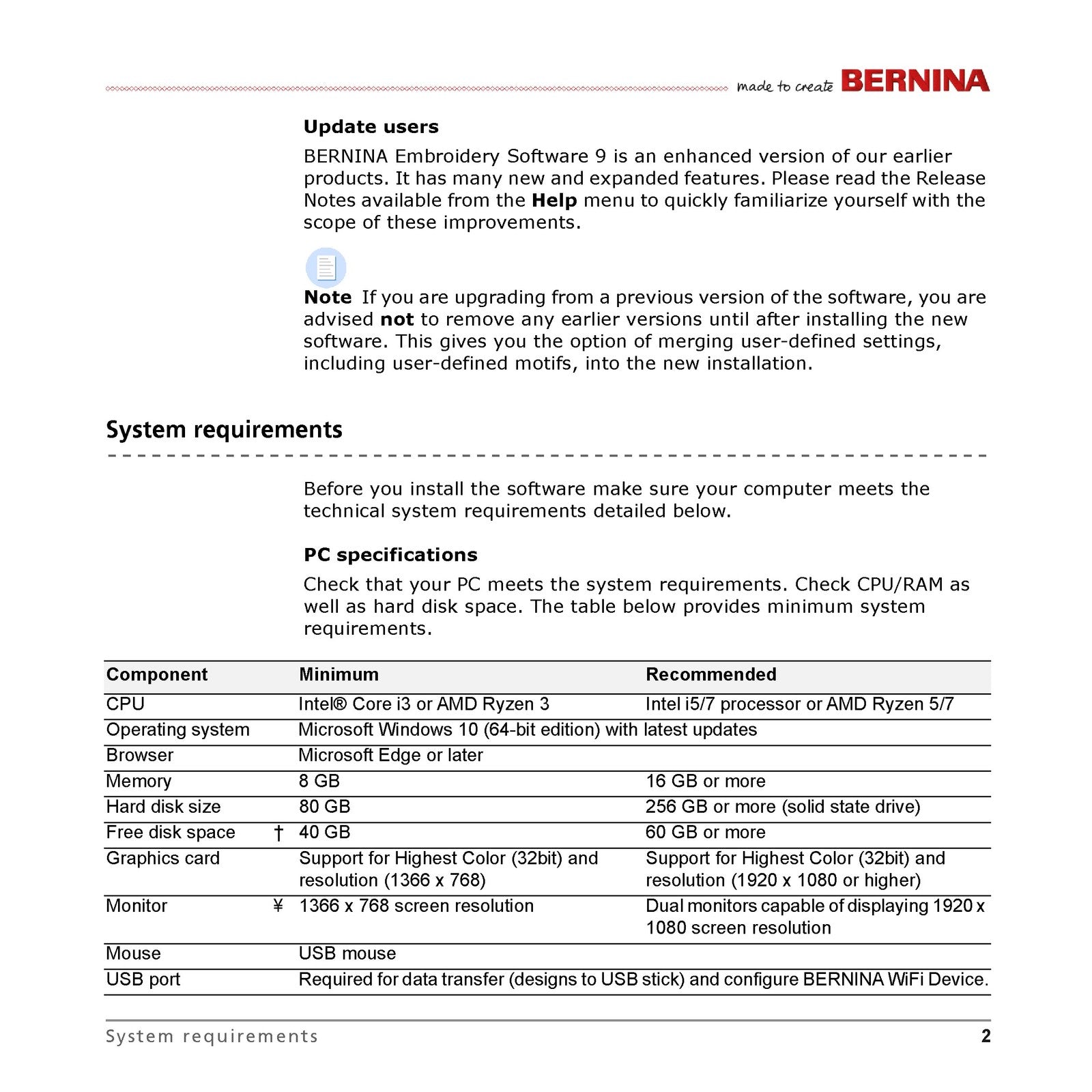 BERNINA Embroidery Software 9 Quick Start Guide Manual - WIRE BOUND - COVERS