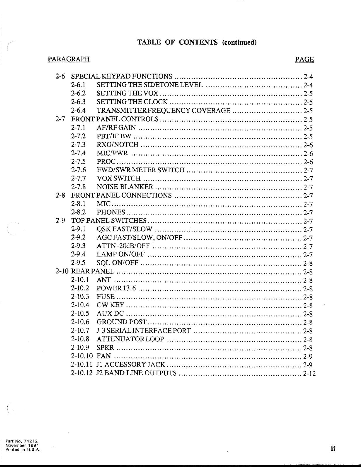 TEN TEC Argonaut II Model 535 Delta II 536 Operators Manual - WIRE BOUND