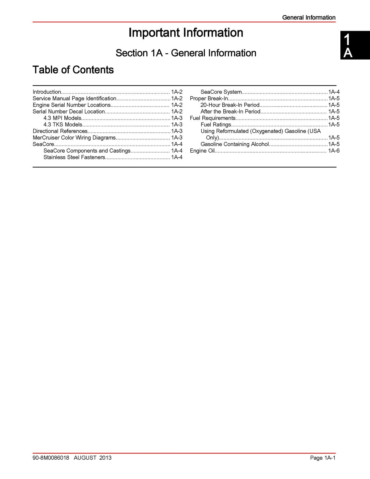 MERCURY MERCRUISER 43L TKS MPI Gasoline Engines Service Manual 2013 - BOUND
