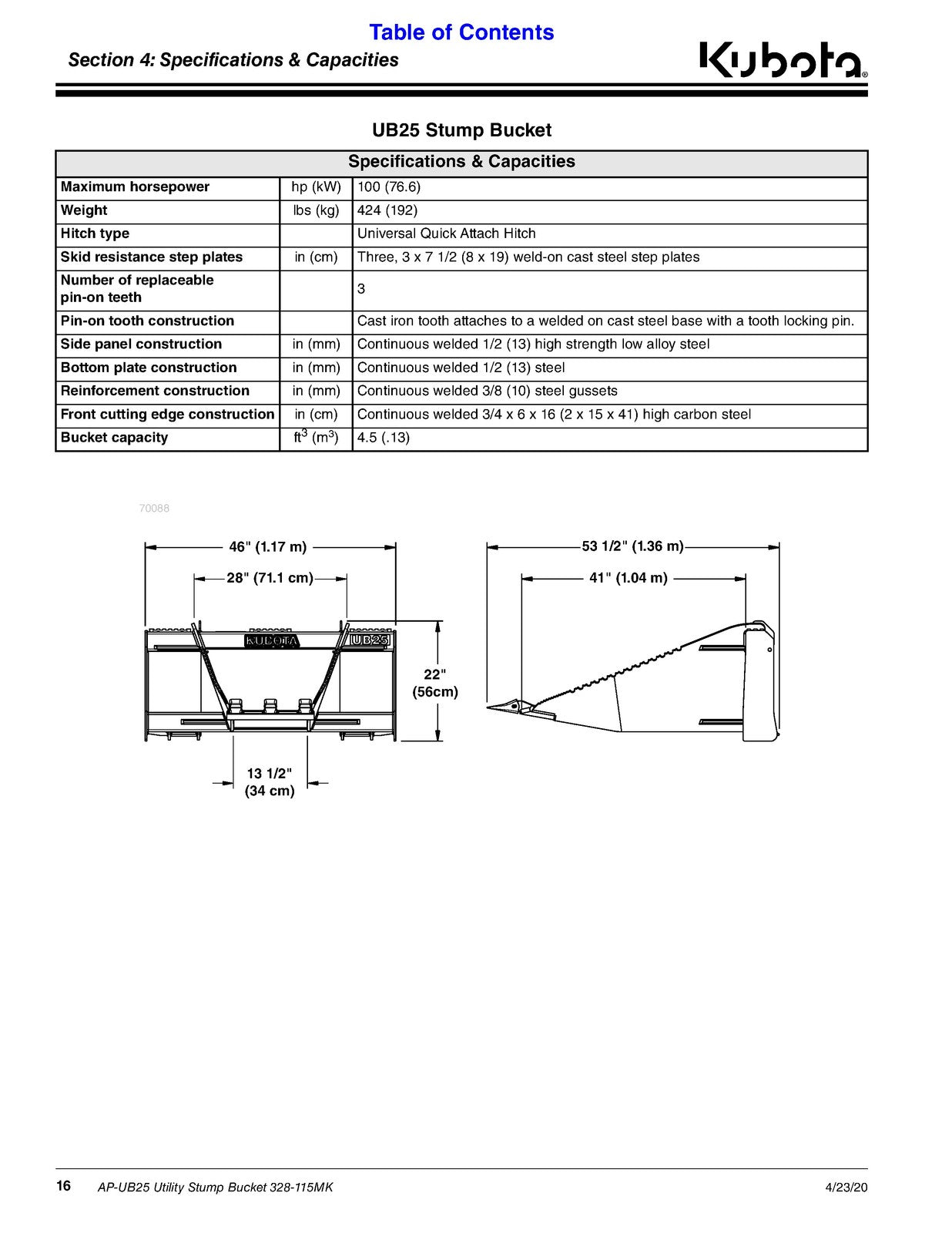 LAND PRIDE UB25 Series Utility Buckets Operators Manual - WIRE BOUND - COVERS