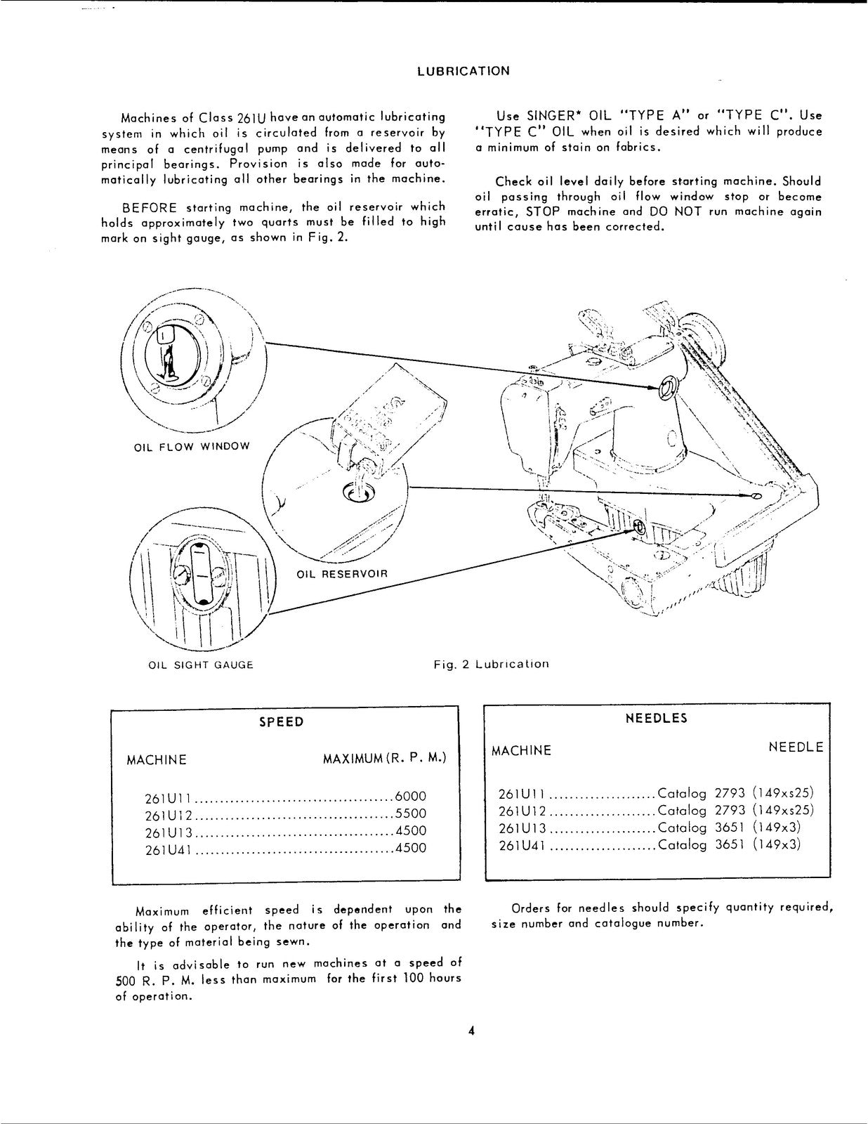 SINGER 261U Sewing Machine Service Manual - STEEL WIRE BOUND - PROTECTIVE COVERS