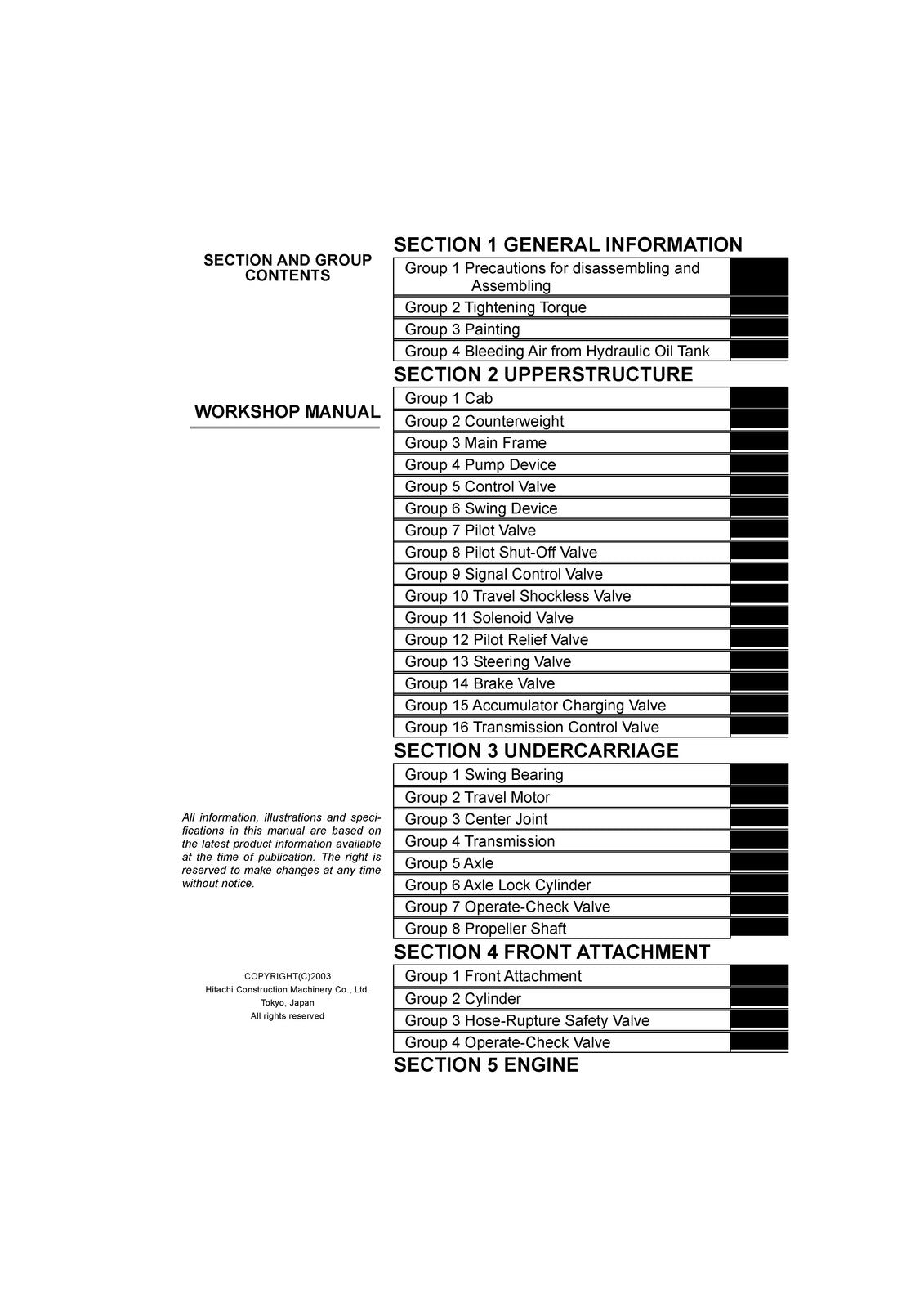 HITACHI ZAXIS 180W Wheeled Excavator Workshop Manual - WIRE BOUND - TOUGH COVERS