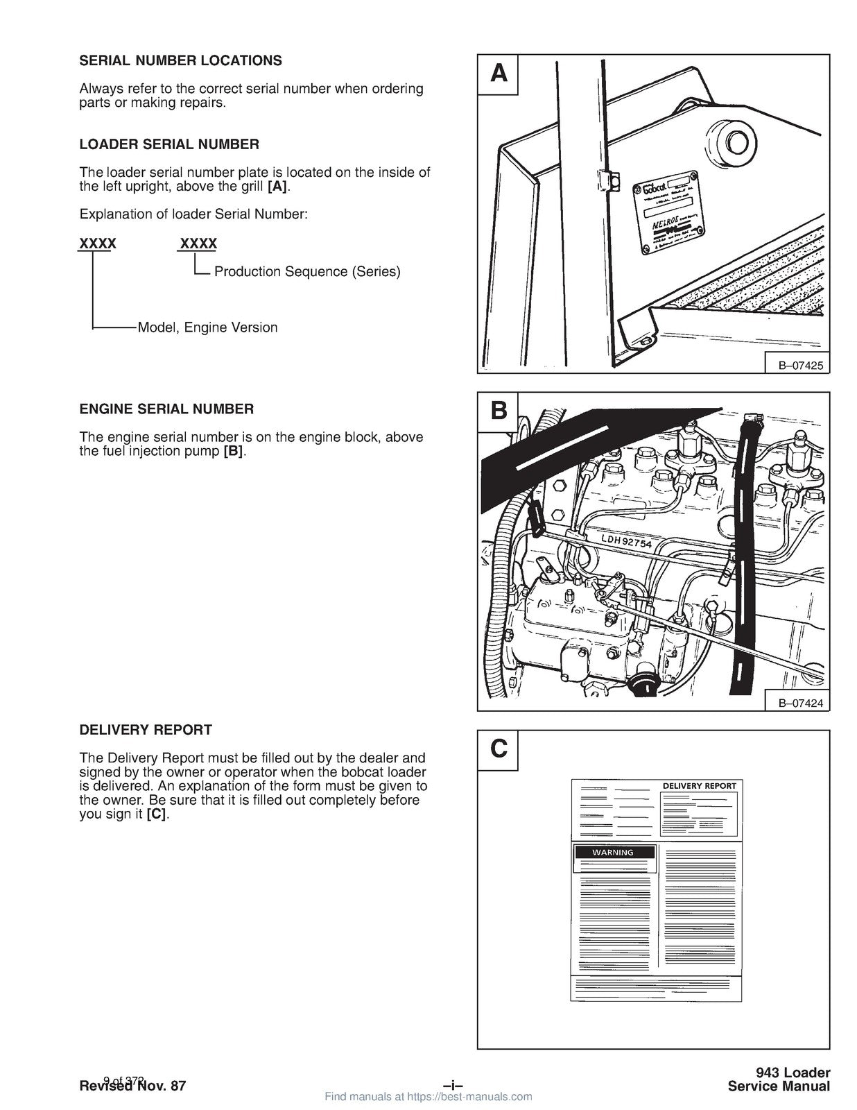 BOBCAT 943 Skid-Steer Loader Service Manual 1986 - BOUND - COVERS - XL FOLDOUTS