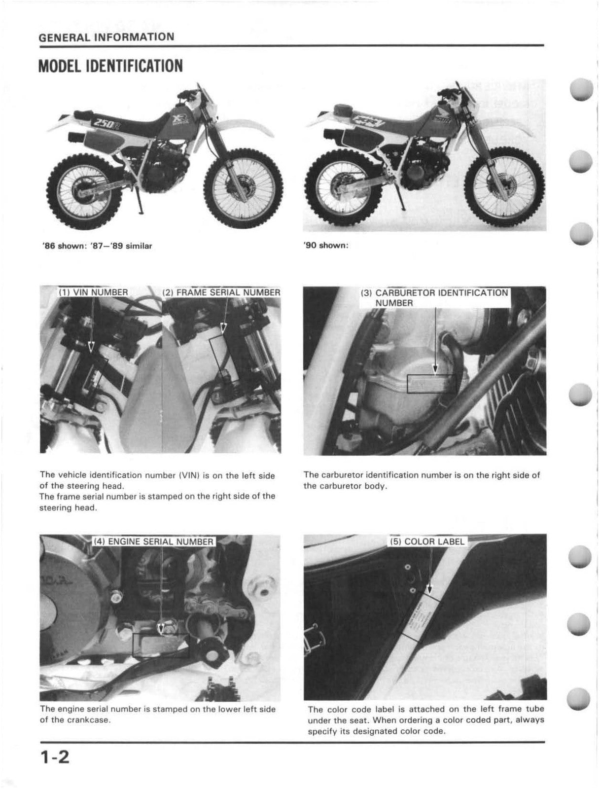 HONDA XR250R Motorcycle Service Manual 1986-1995 - WIRE BOUND - TOUGH COVERS
