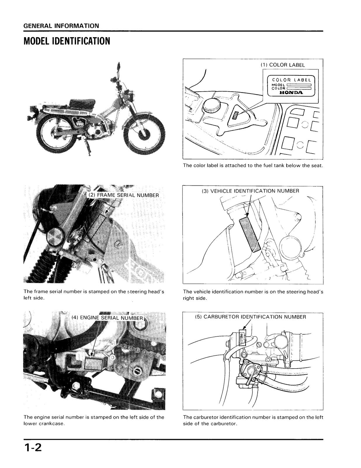 HONDA CT110 Motorcycle Workshop Manual 1986 - STEEL WIRE BOUND - TOUGH COVERS