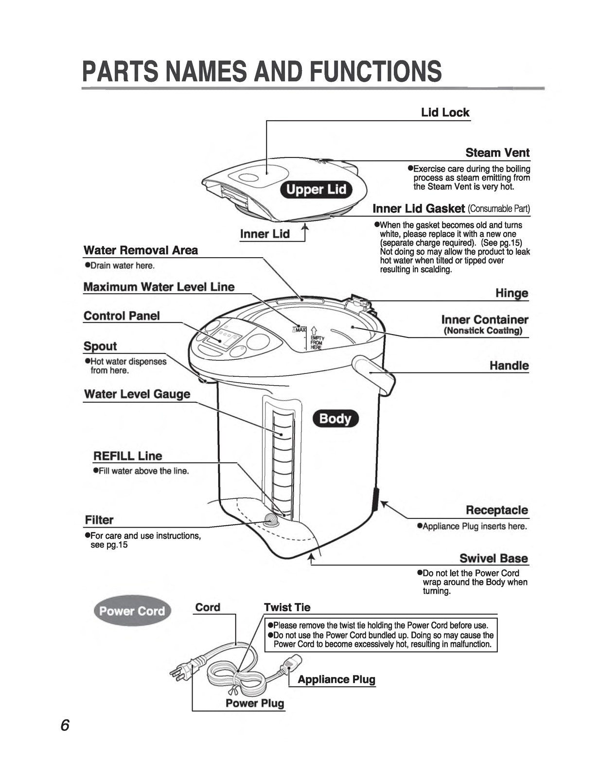 ZOJIRUSHI CD-LTC50 Commercial Water Boiler  Operating Instructions Manual