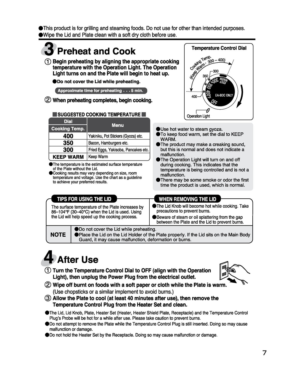 ZOJIRUSHI EA-BDC10 Gourmet Sizzler Electric Operating Instructions Manual